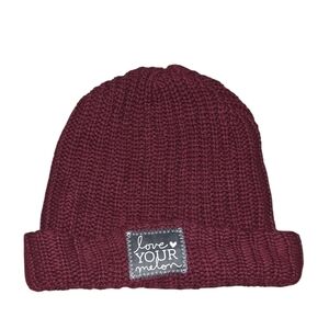 Love Your Melon Burgundy Knit Beanie Hat Unisex